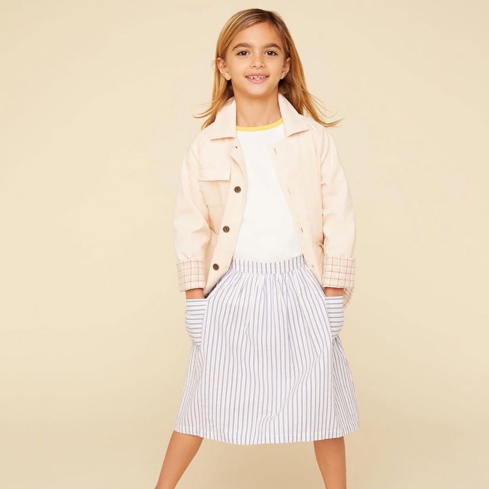 The Sunday Collective Striped 100% Cotton Kids Skirt with 2 pockets 8Y NWT